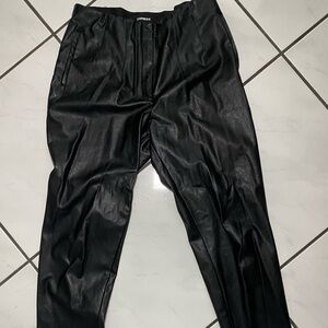 Express black leather trousers